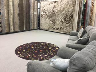 Bandele Abbey Flooring & Rug showroom area rug displays